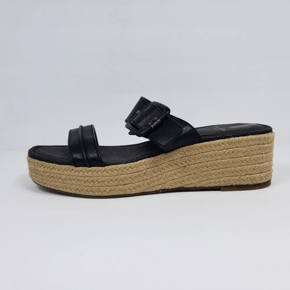 Sam Edelman Carson Womens Size 11 Black Brown Espadrille Wedge Platform Sandals